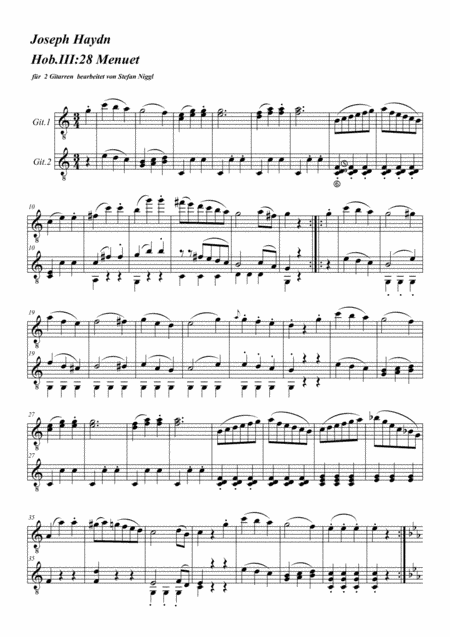 Hob.III:28 Menuet for Guitar Duet (arr. Stefan Niggl)