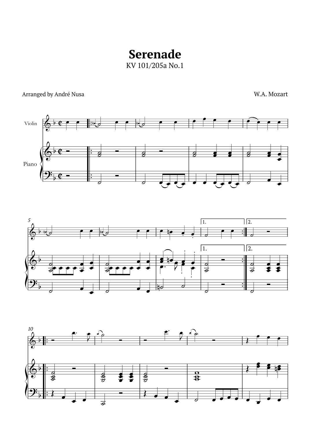 Serenade KV 101 250a No.1 (arr. André Nusa)