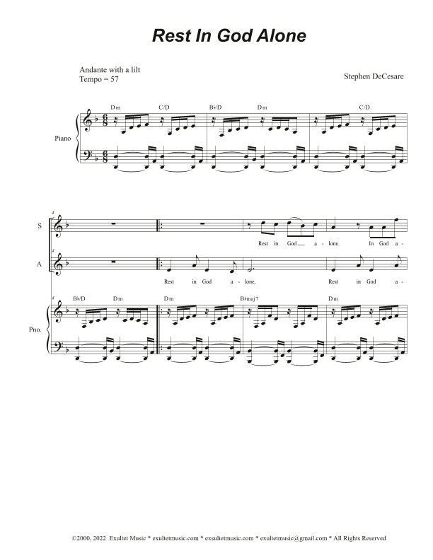 Rest In God Alone (Duet for Soprano and Alto solo)