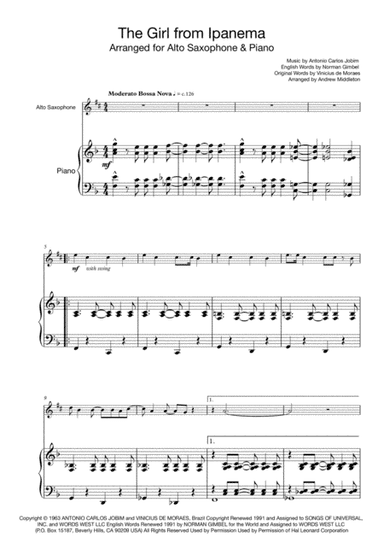 The Girl From Ipanema (Garota De Ipanema) (arr. Andrew Middleton)