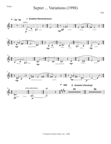 Septet, opus 77 ... Variations on a Shaker Tune (1998) violin part