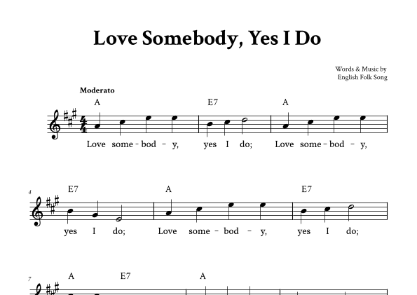 Love Somebody, Yes I Do - Lead Sheet (A Major) (arr. Yuri Noronha)