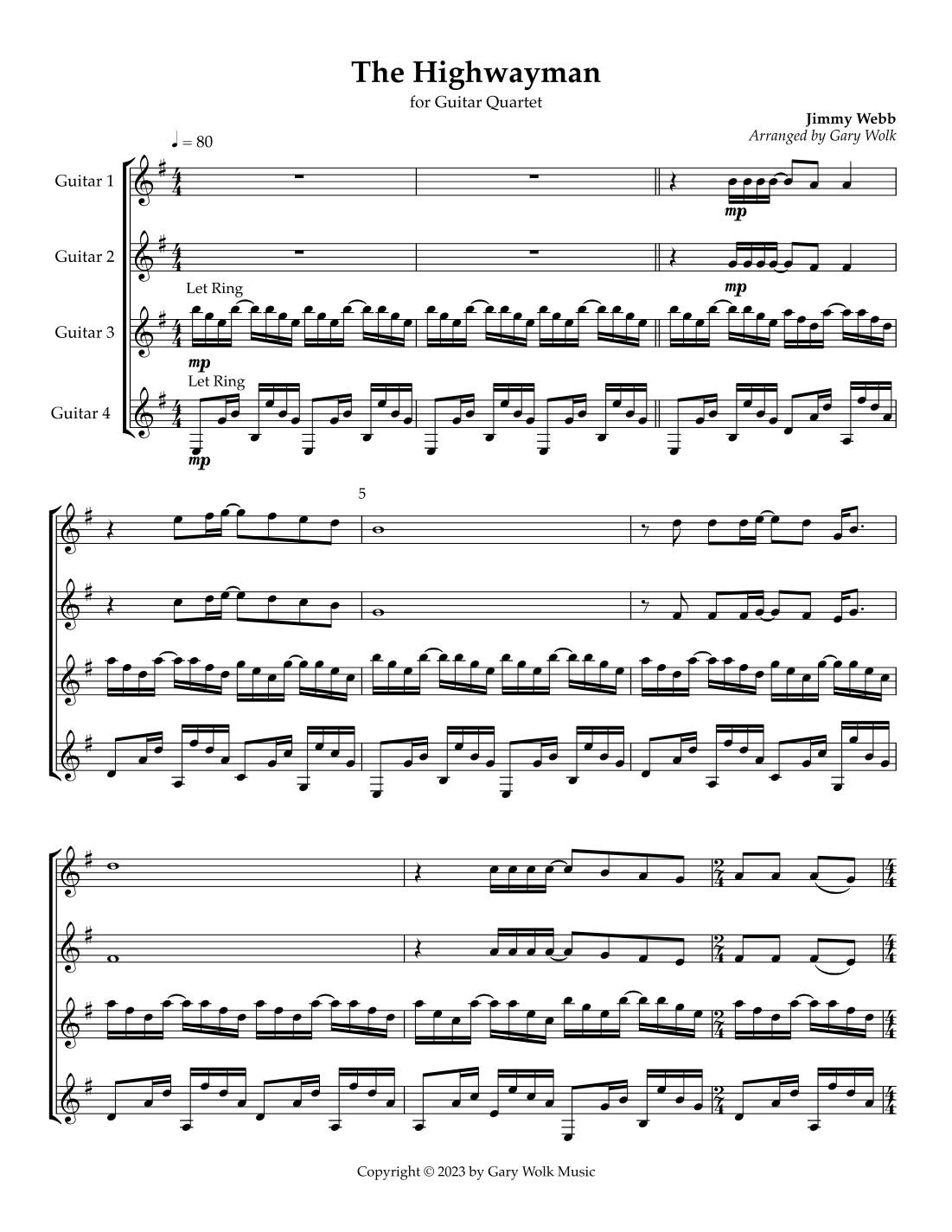 The Highwayman (arr. Gary Wolk)