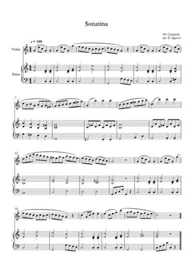 Sonatina (In C Major), Muzio Clementi, For Violin & Piano (arr. Eugene Egorov)