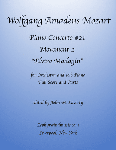 Piano Concerto No. 21 Movement 2, "Elvira Madagin" (arr. edited by John M. Laverty)