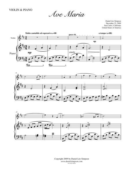 Ave Maria for Violin & Piano
