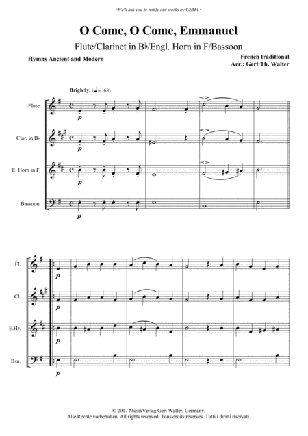 O Come, O Come, Emmanuel (arr. Gert Th. Walter)