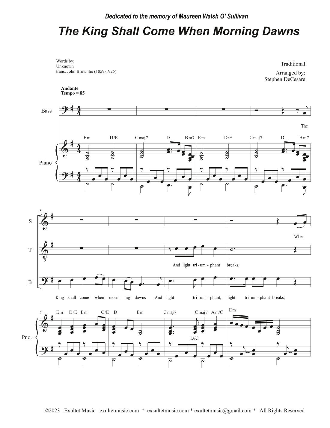The King Shall Come When Morning Dawns (SATB) (arr. Stephen DeCesare)