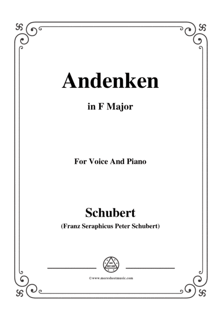 Schubert-Andenken,in F Major,for Voice&Piano (arr. MSM)