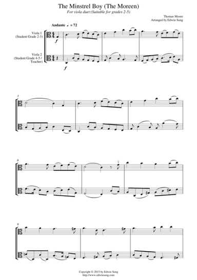 The Minstrel Boy (The Moreen) (for viola duet, suitable for grades 2-5) (arr. Edwin Sung)