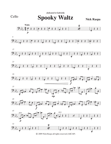 Spooky Waltz from Three Dances for Halloween - Cello part