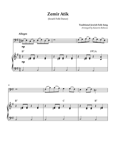 Zemir Atik (Israeli Folk Dance) (arr. Kaiserin Rebecca)