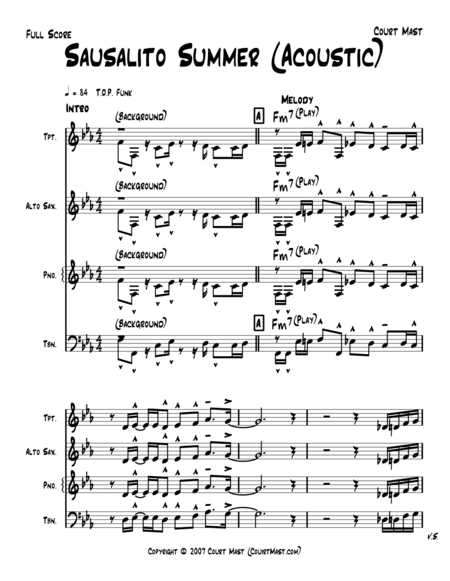 Sausalito Summer (Acoustic) – Lead Sheet