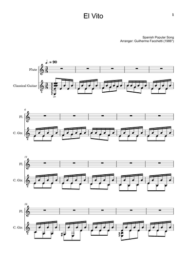 Spanish Popular Song - El Vito. Arrangement for Flute and Classical Guitar (arr. Guilherme Facchetti)