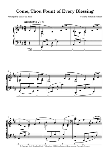 Come, Thou Fount of Every Blessing (arr. Lester Le Roux)