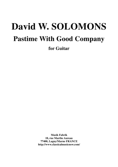 David W. Solomons:  Pastime with Good Company