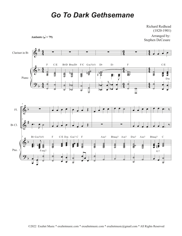 Go To Dark Gethsemane (Duet for Flute and Bb-Clarinet) (arr. Stephen DeCesare)