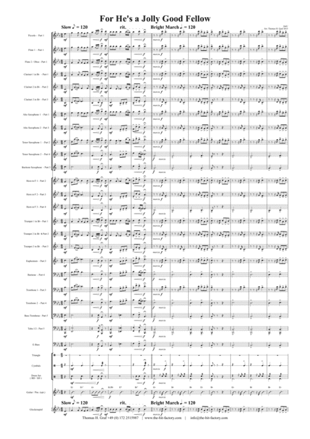 For He's a Jolly Good Fellow - Folk Song and Toast  - School band (arr. Thomas H. Graf)