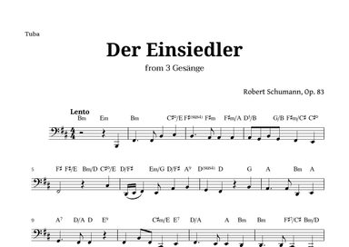 Der Einsiedler by Schumann for Tuba and Chords (arr. Langanho)