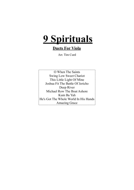 9 Spirituals, Duets For Viola. (arr. Tim Curd)
