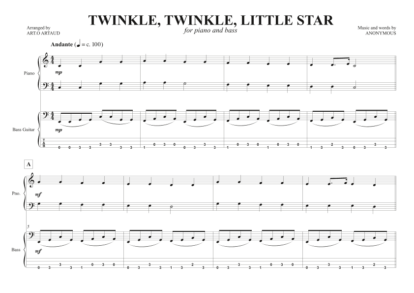 Twinkle Twinkle Little Star (arr. Art.o Artaud)