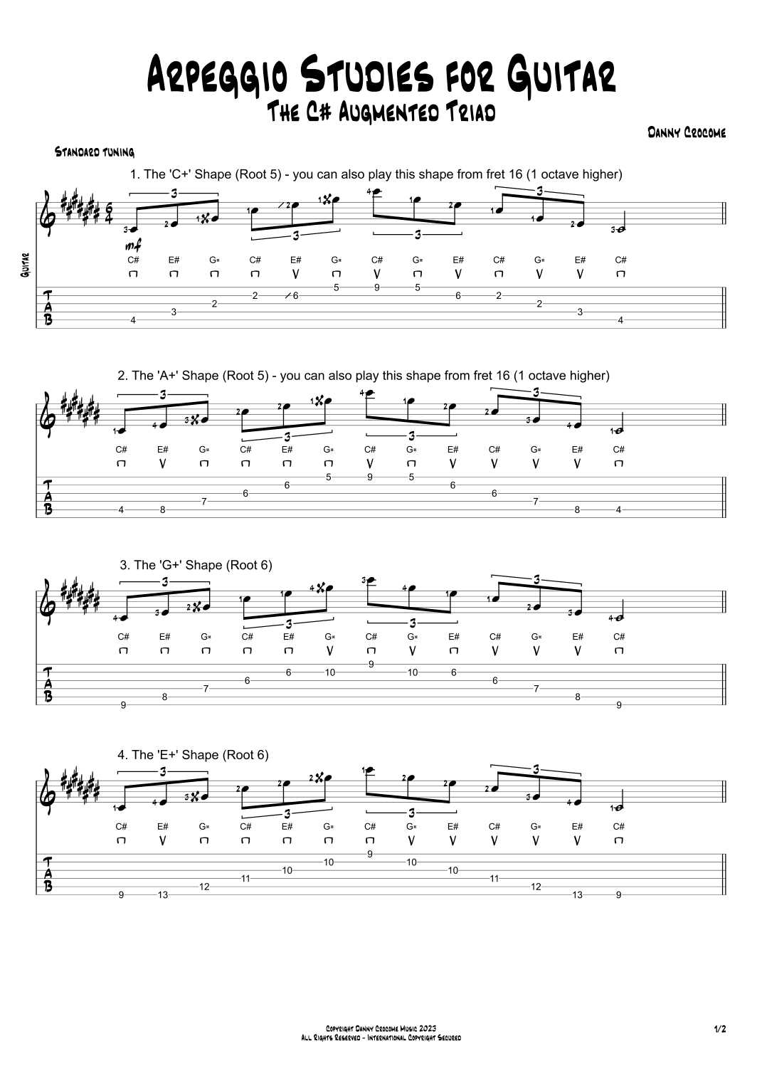Arpeggio Studies for Guitar - The C# Augmented Triad