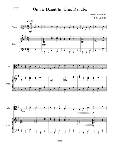 The Blue Danube (Viola Solo with Piano Accompaniment) (arr. B. C. Dockery)
