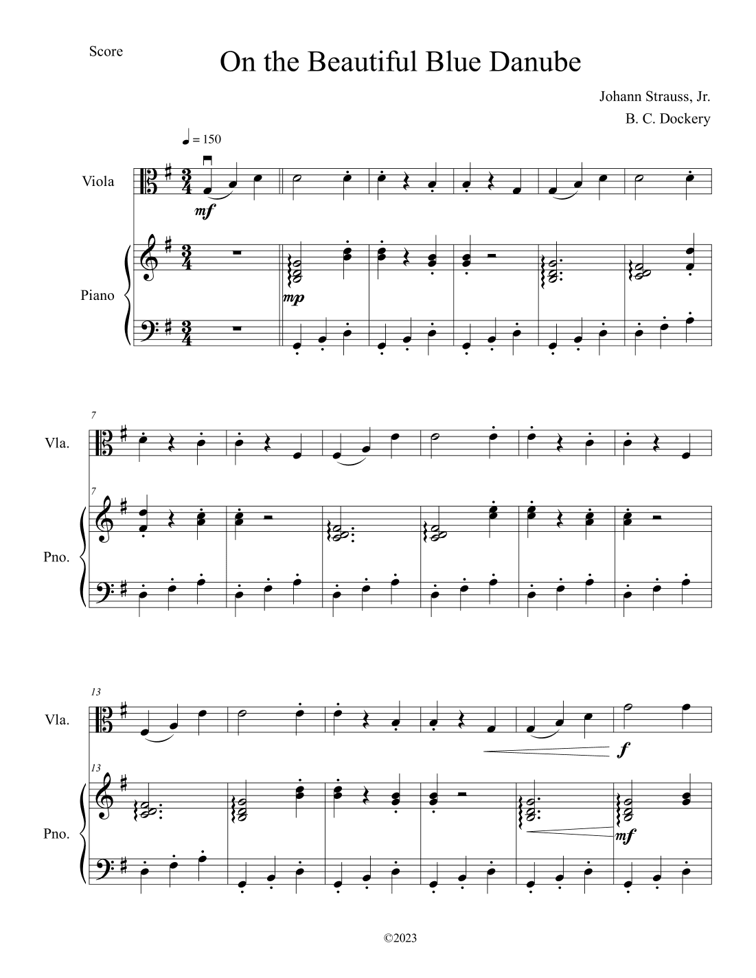 The Blue Danube (Viola Solo with Piano Accompaniment) (arr. B. C. Dockery)