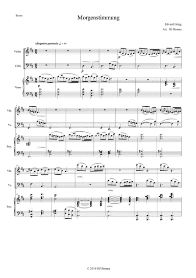 Morgenstimmung from Peer Gynt, arr. for pianotrio (arr. HJ Bosma)
