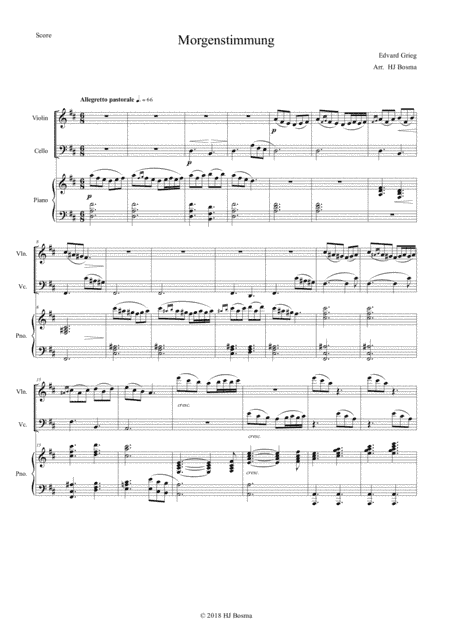 Morgenstimmung from Peer Gynt, arr. for pianotrio (arr. HJ Bosma)