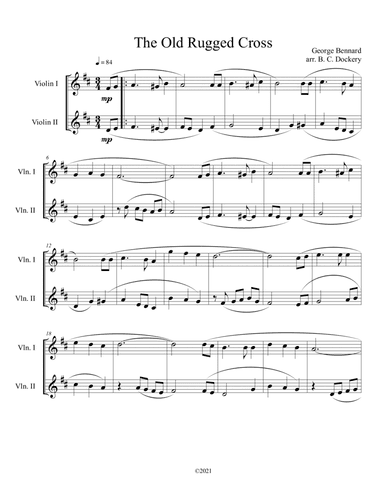 The Old Rugged Cross (violin duet) (arr. B. C. Dockery)