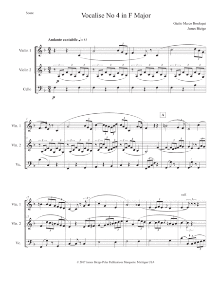 Vcalis No. 4 in F Major (arr. James Bicigo)