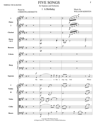 Five Songs for Soprano and Orchestra