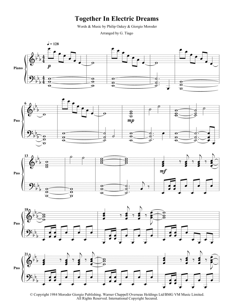 Together In Electric Dreams (arr. G. Tiago)