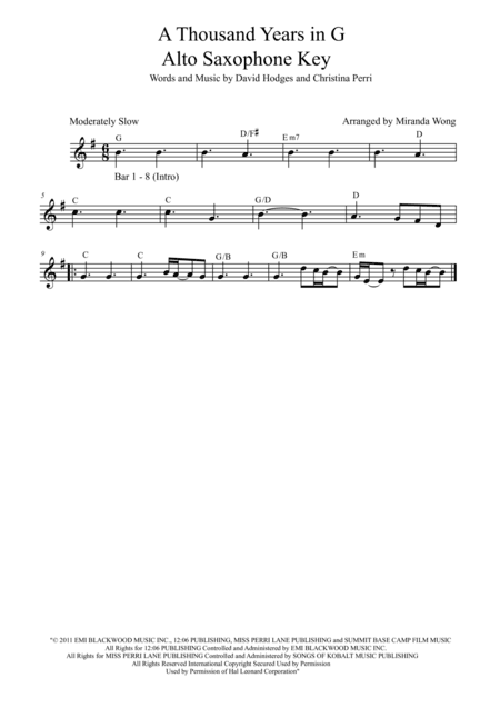 A Thousand Years (arr. Miranda Wong)