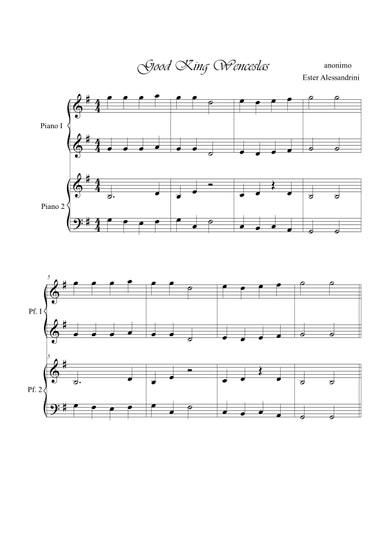 Good King Wenceslas. Piano 4 hands (arr. Ester Alessandrini)