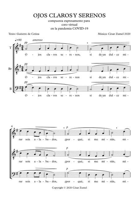 Ojos claros, serenos for Virtual Choir