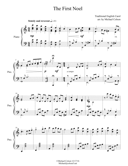 The First Noel (arr. Michael Colson)