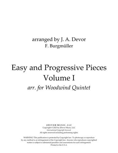 Easy and Progressive Pieces - Volume I (arr. J. A. Devor)