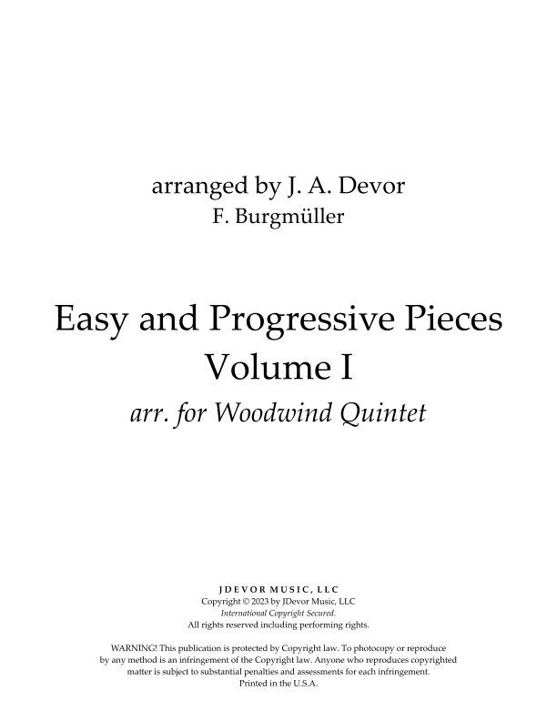 Easy and Progressive Pieces - Volume I (arr. J. A. Devor)