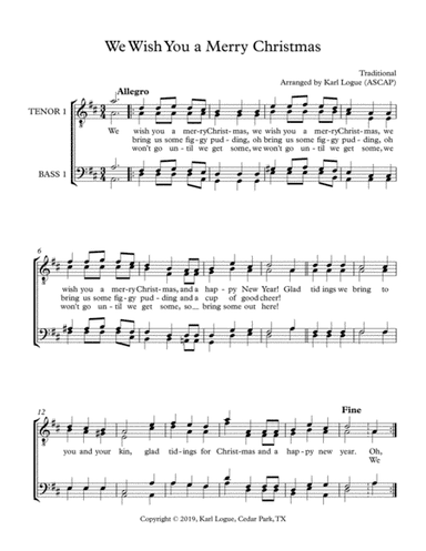 We Wish You a Merry Christmas (TTBB a capella) (arr. Karl Logue)