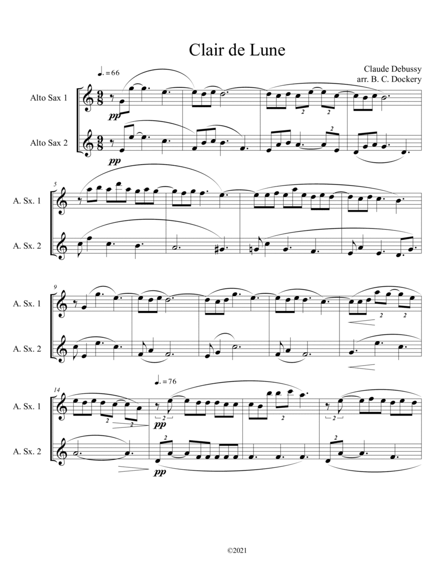 Clair de Lune (Alto Sax Duet) (arr. B. C. Dockery)