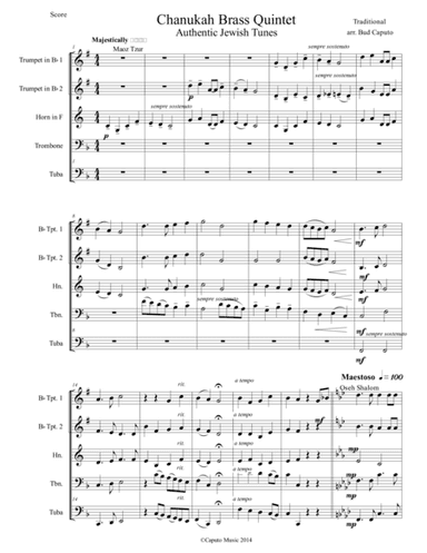 Hanukkah Medley for Brass Quintet-Score and Parts (arr. Bud Caputo)