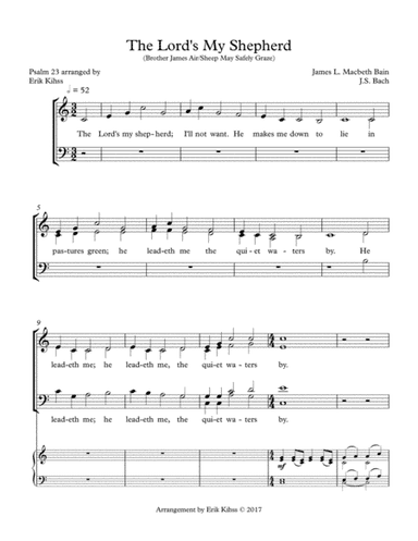 The Lord's My Shepherd/Sheep May Safely Graze - SATB Chorale (arr. Erik Kihss)