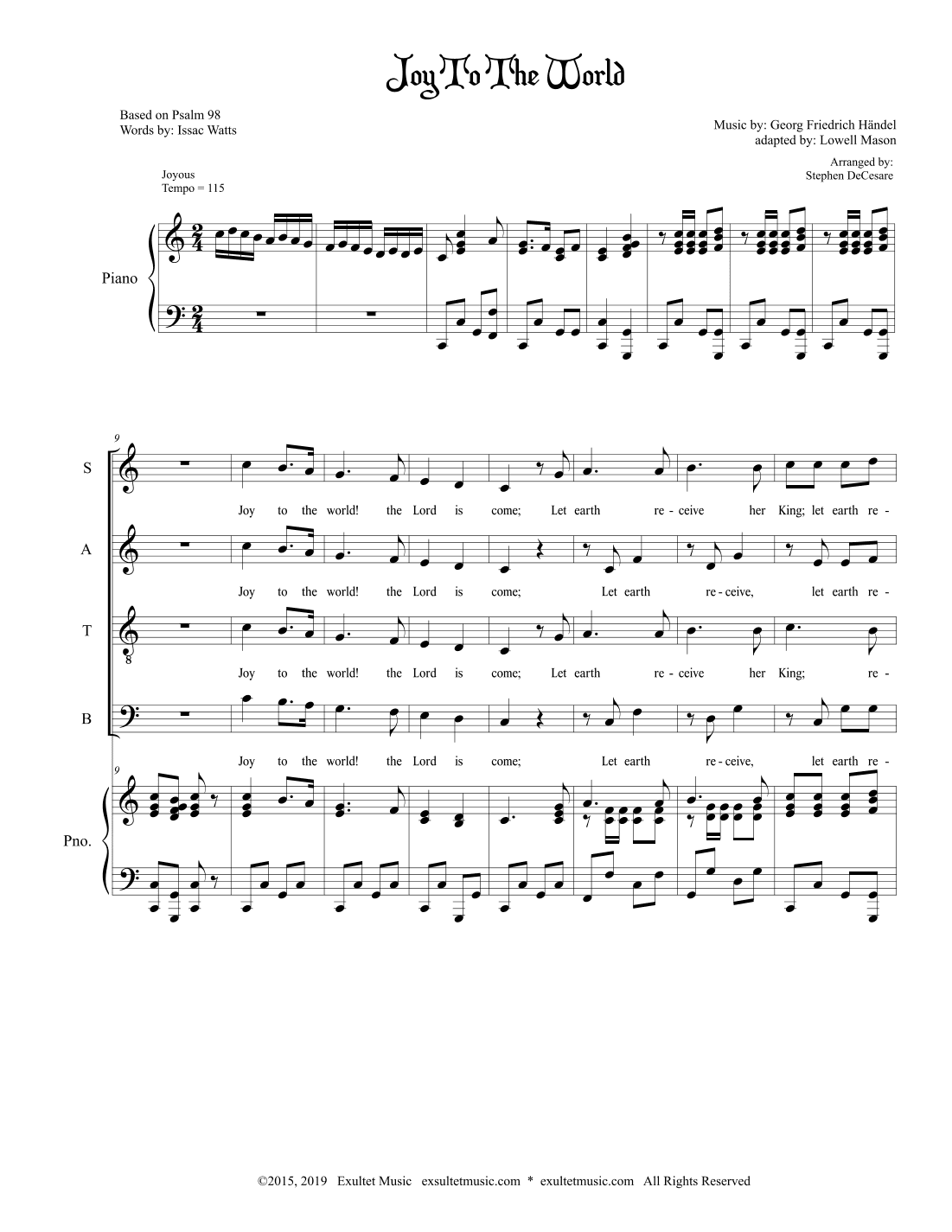 Joy To The World (SATB) (arr. Stephen DeCesare)
