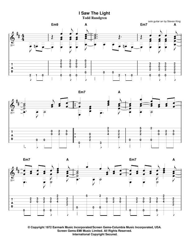 I Saw The Light (arr. Steven King)