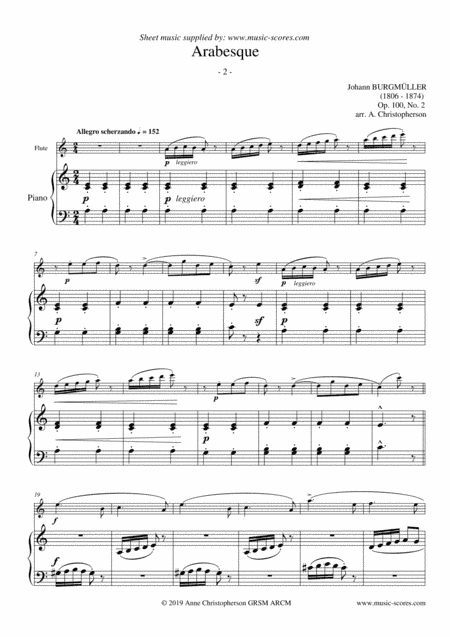 Arabesque - Burgmuller Op.100, No.2 - Flute and Piano (arr. Anne L Christopherson GRSM ARCM)