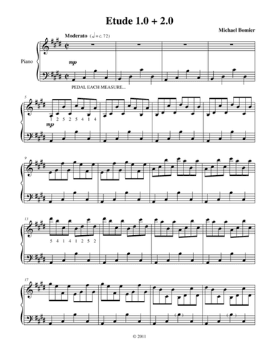 Etude 1.0 + 2.0 for Piano Solo from 25 Etudes using Symmetry, Mirroring and Intervals