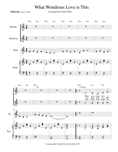 What Wondrous Love is This - Original Lyrics - flute, vocal duet and piano (arr. Connie Boss)