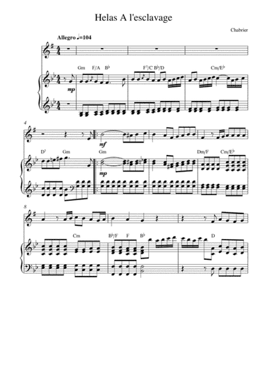 Helas! A l'esclavage (from Le roi malgré lui) (arr. Kaiserin Rebecca)